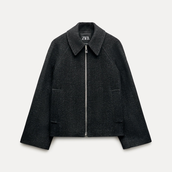 ZARA ZW COLLECTION WOOL BLEND JACKET WITH ZIP - Picture 6 of 11